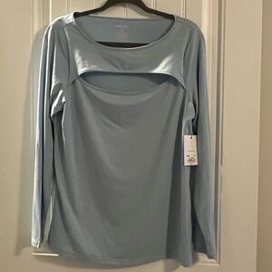 Nine West Blue Long Sleeve Shirt 0X